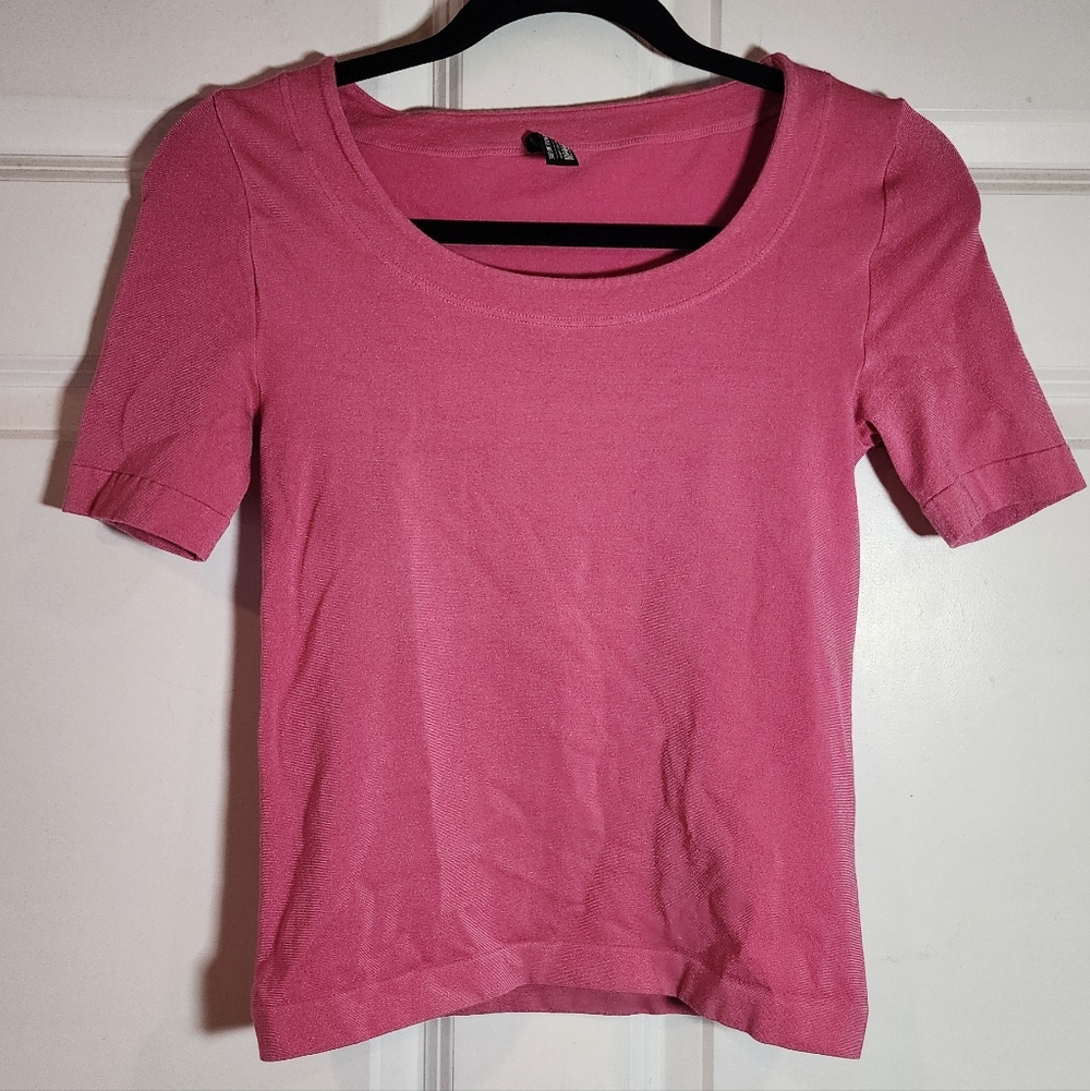 Wolford Stretchy Pink Cotton Blend T Shirt Approx 13.5" P2P 19.5" Length